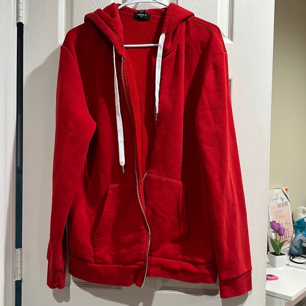 Red forever 21 hoodie men size medium